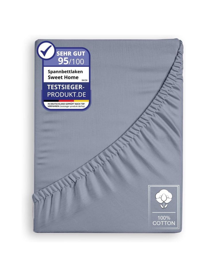 Jersey Spannbettlaken Spannbetttuch 100% Baumwolle Bettlaken Betttuch in Grau