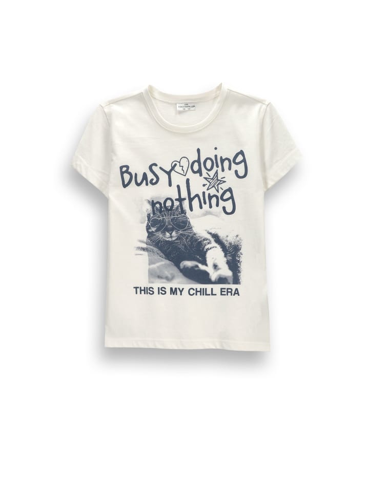 Baumwoll-T-Shirt mit kurzen Ärmeln in ecru