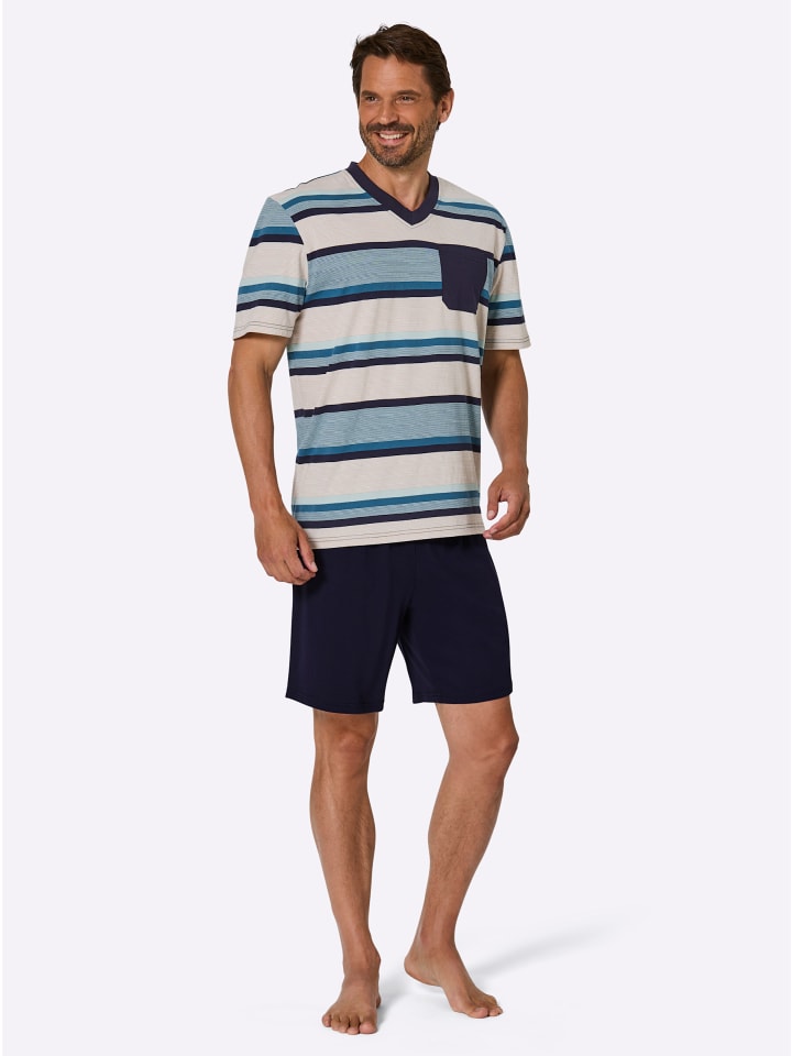 Shorty in marine-ecru-geringelt
