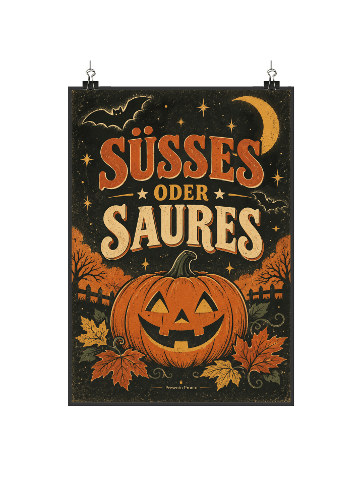 Plakat Kürbis nostalgisch Design mit Spruch in Weiß