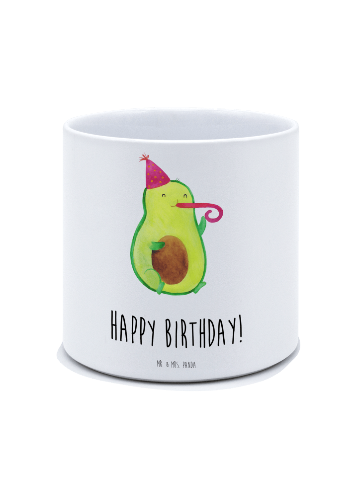 Pflanzkübel Avocado Geburtstag mit Spruch in Weiß
