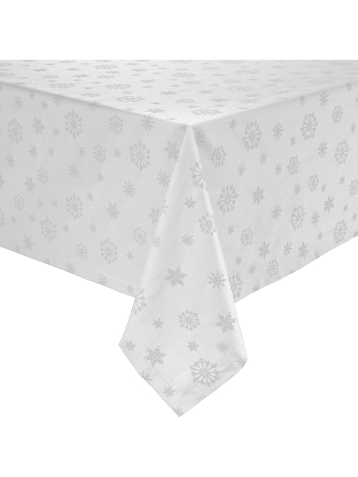 Jacquard, Baumwollmischung Tischdecke Marbella in weiß