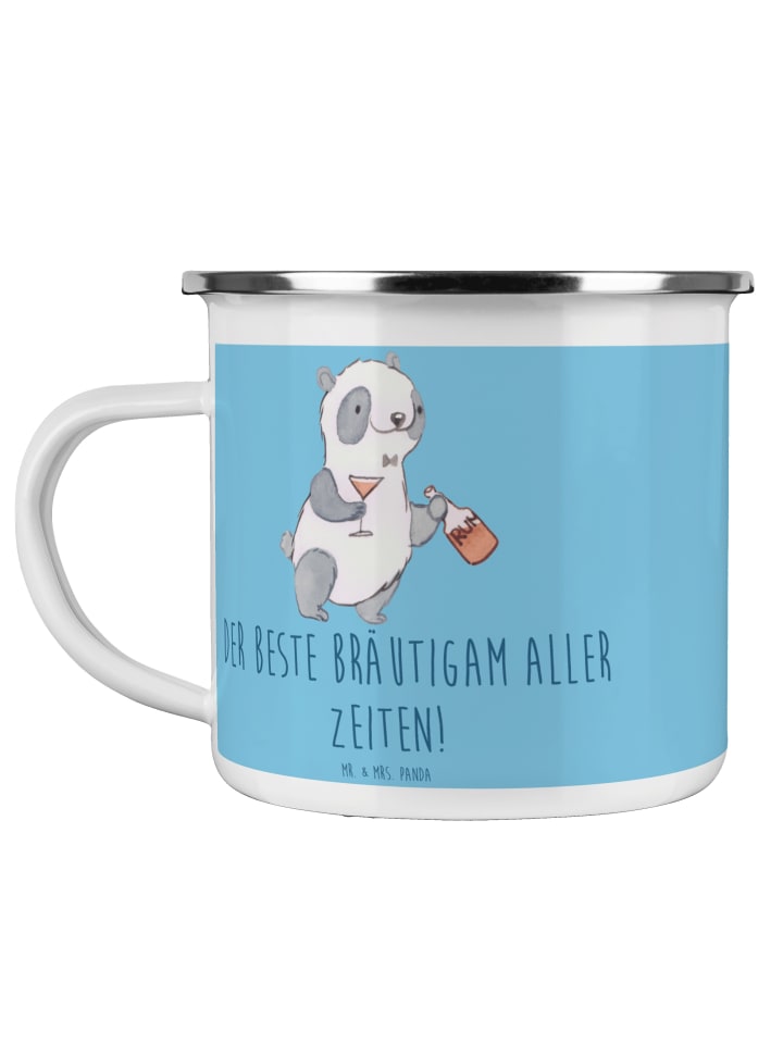 Campingbecher Bester Bräutigam mit Spruch in Sky Blue