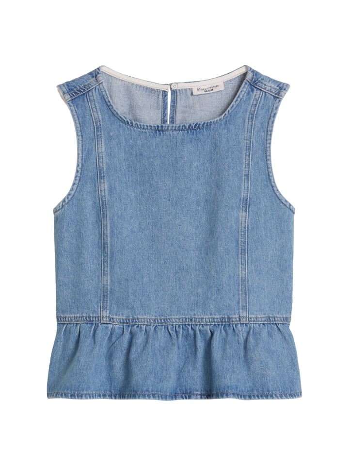 Crayfish Capsule Jeans-Volant-Bluse in Medium Blue