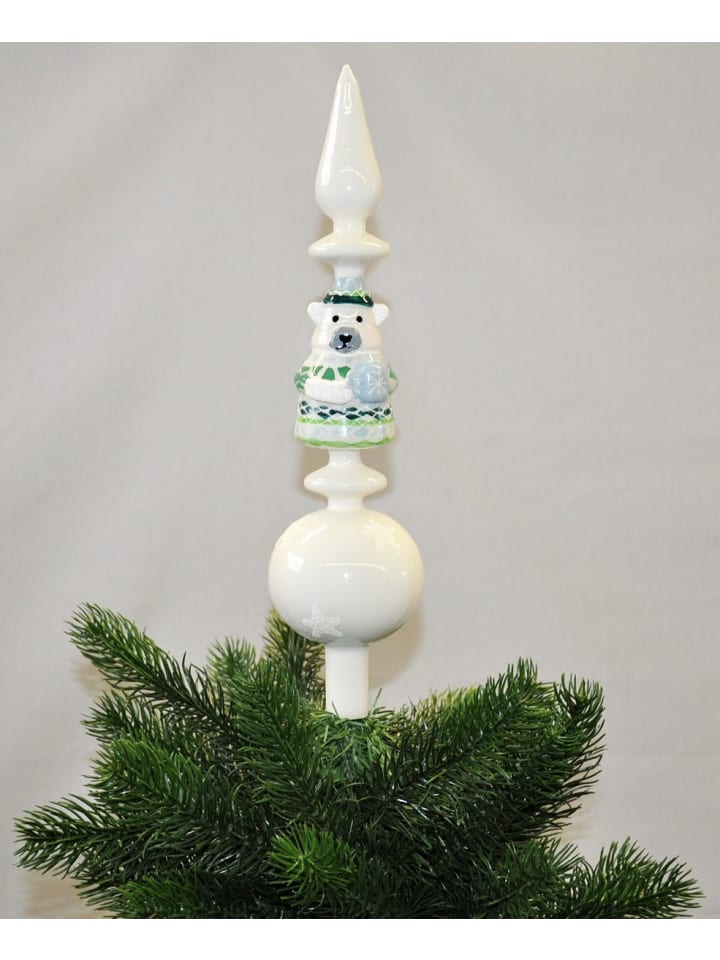 Christbaumspitze Glas 34cm Spitze Bär Tasse