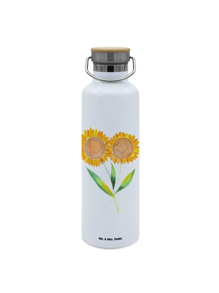 Wasserflasche Blume Sonnenblume ohne Spruch in Weiß