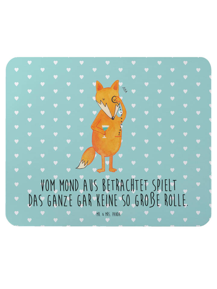 Mauspad Fuchs Lord mit Spruch in Türkis Pastell