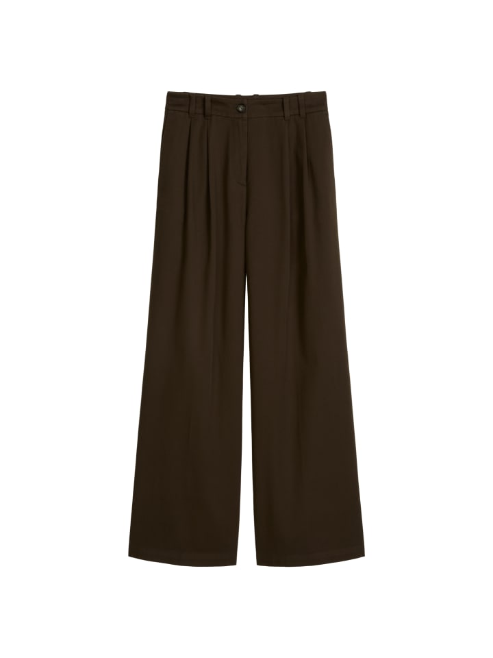 Weite Bundfaltenhose in Mossy Earth