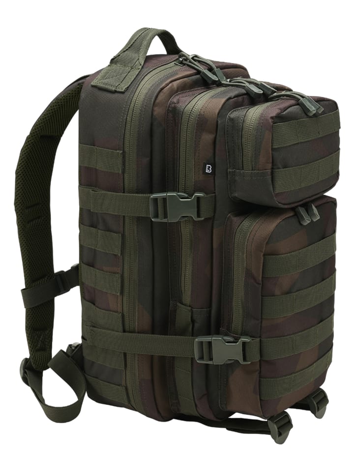 Backpack in dark woodland