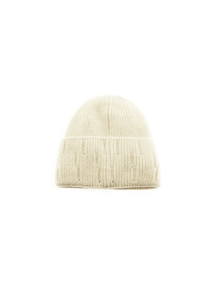 Beanie Mütze für Winter und Herbst mit Innenfutter in Creme