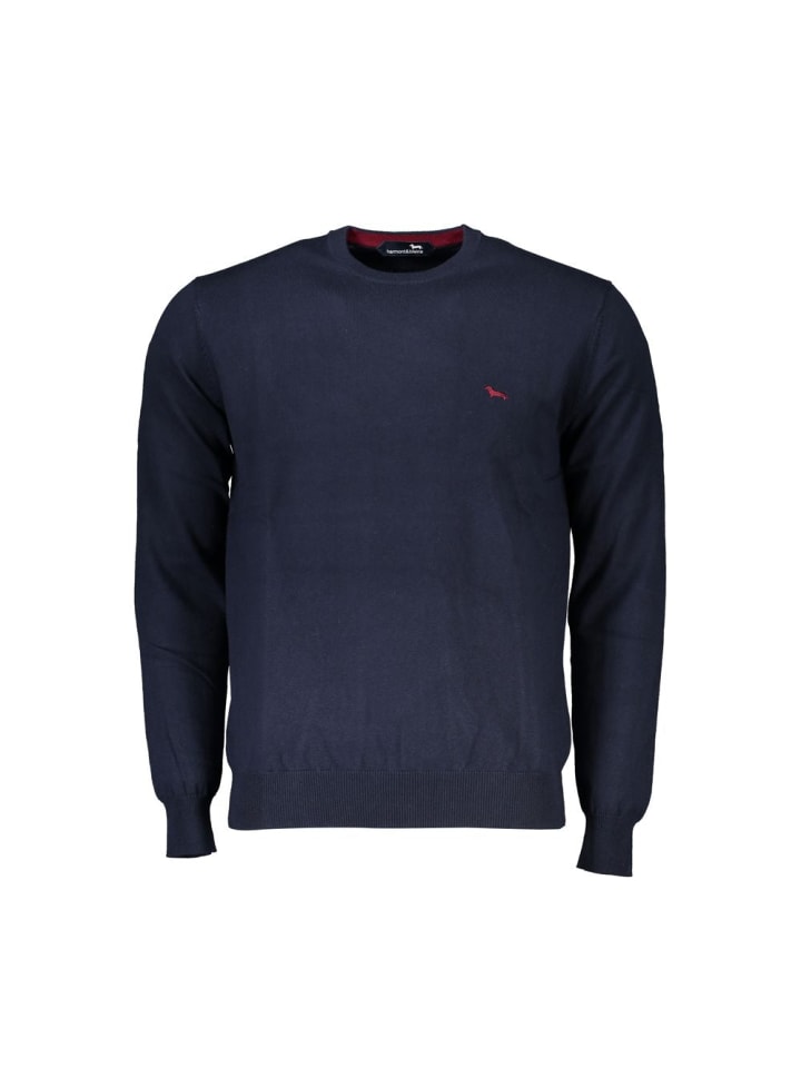 Blau Rundhals Ausschnitt bestickt Pullover