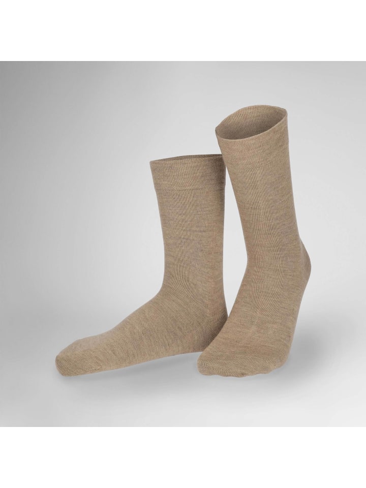 Socken Relax Woolmix Clima klimaregulierend in Beigemel.