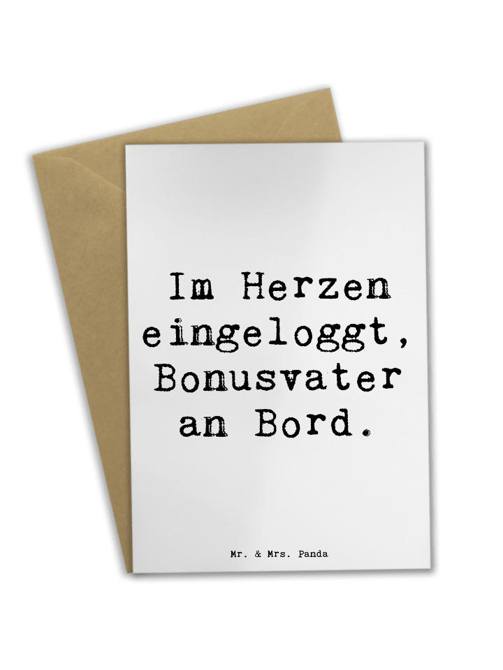 Grußkarte Bonusvater Herz mit Spruch in Weiß