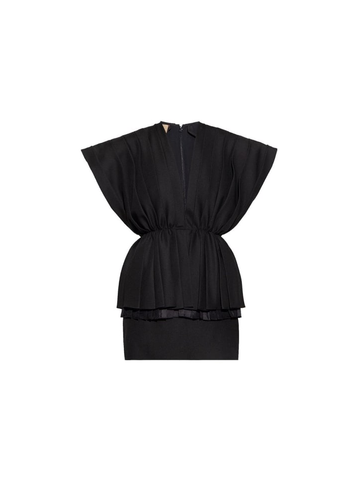 Schwarz Wolle Casual Kleid