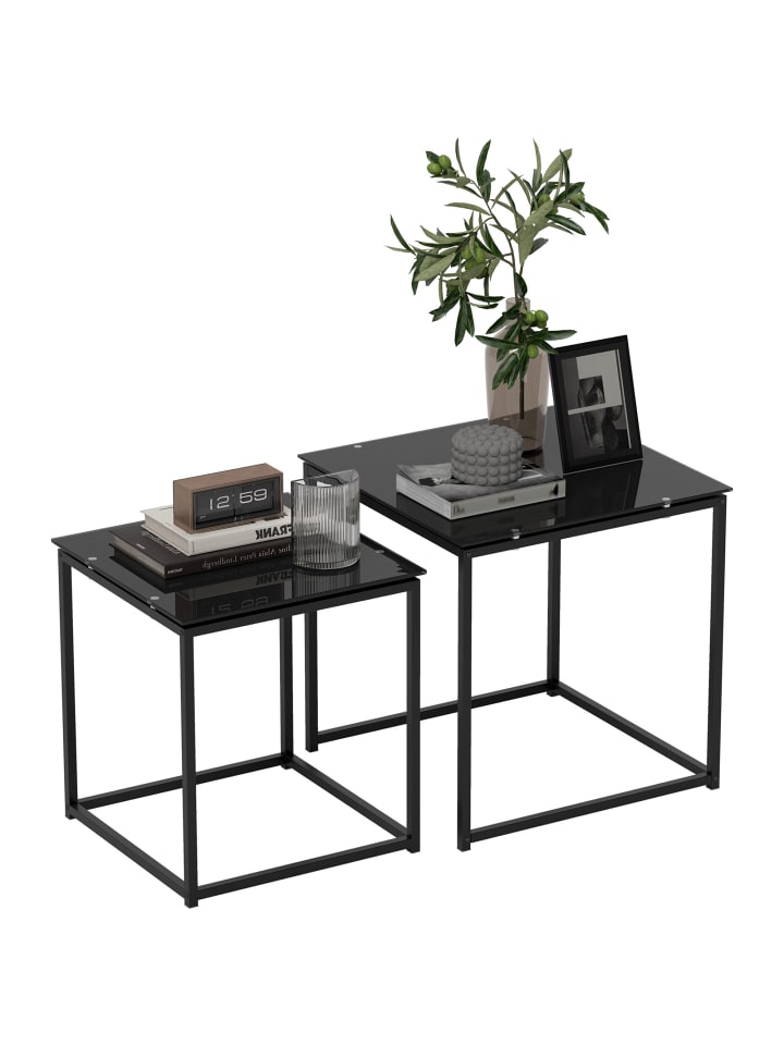 Couchtisch-Set in Schwarz 50L x 50B x 52H cm