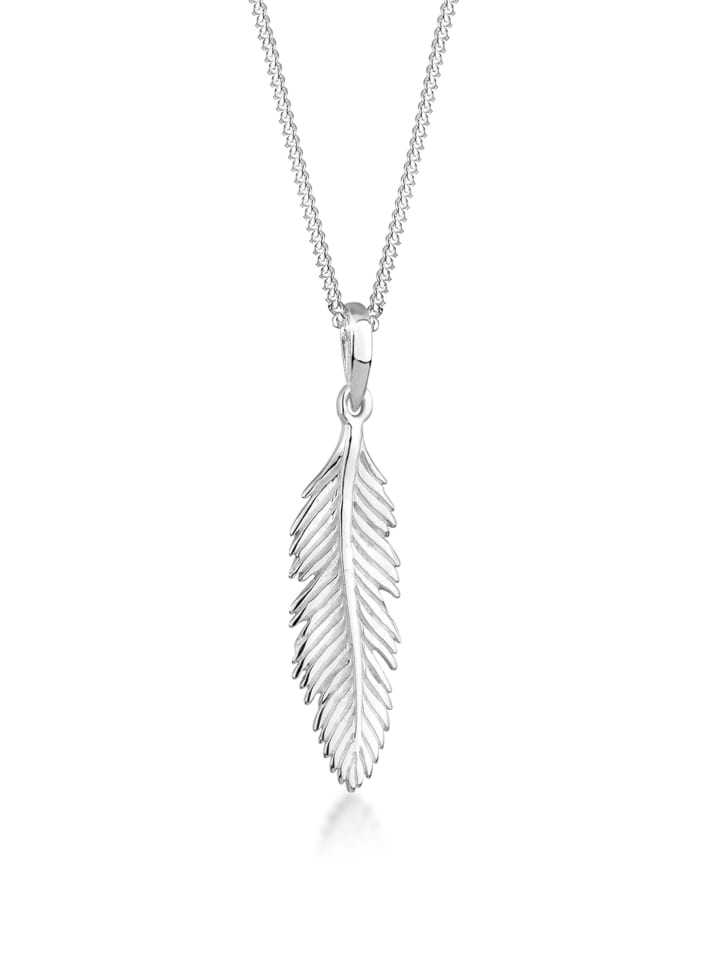 Halskette 925 Sterling Silber Feder in Silber