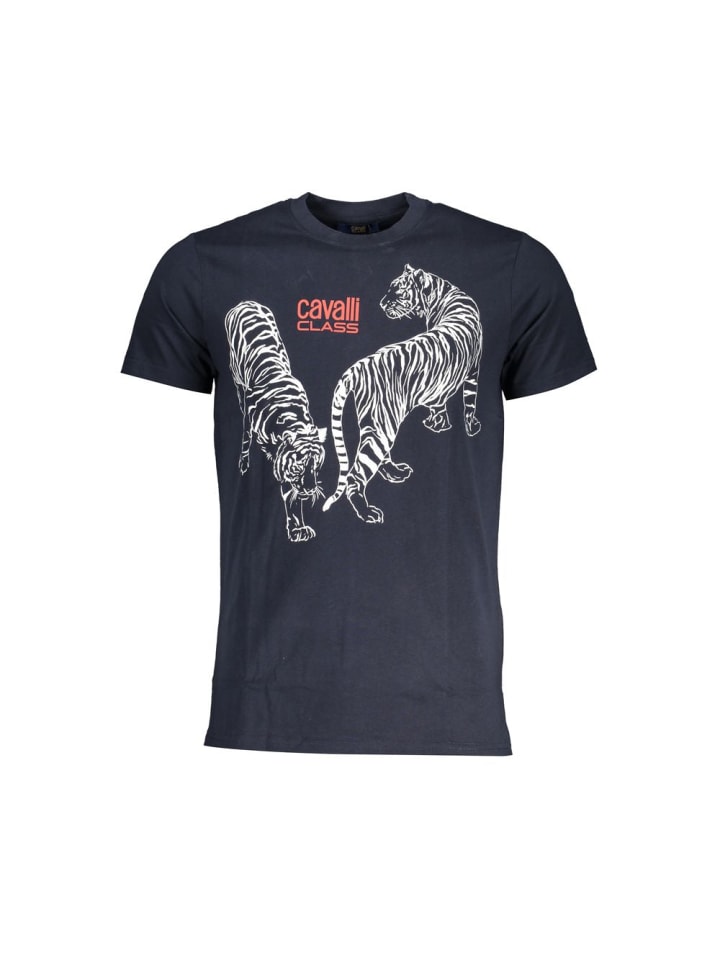 Blau Baumwolle Herren T-Shirt