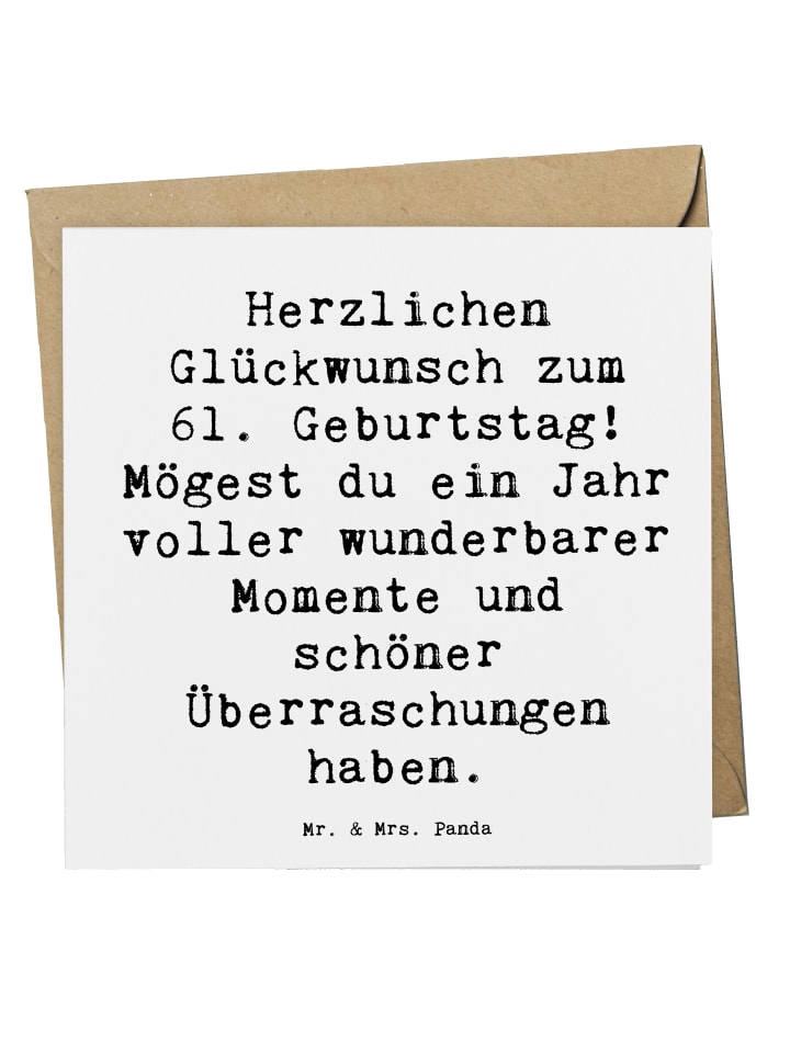 Grußkarte Spruch 61. Geburtstag Glückwünsche mi... in Weiß