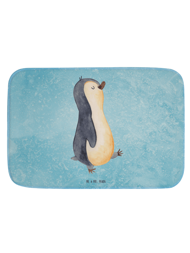 Badteppich Pinguin mHerzieren ohne Spruch in Eisblau