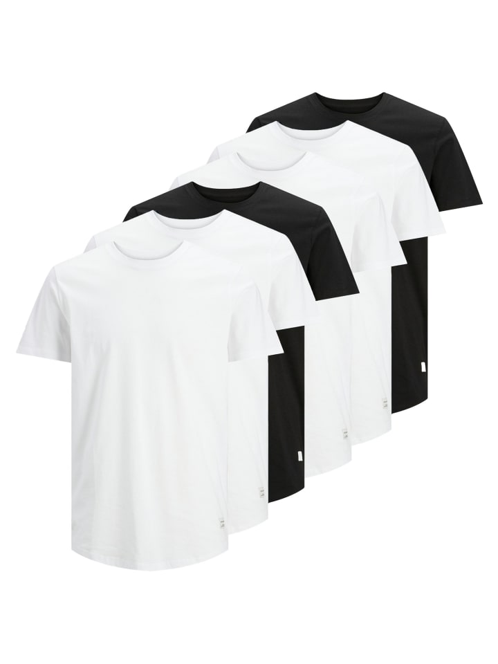 T-Shirt 6er Pack in Weiß/Schwarz