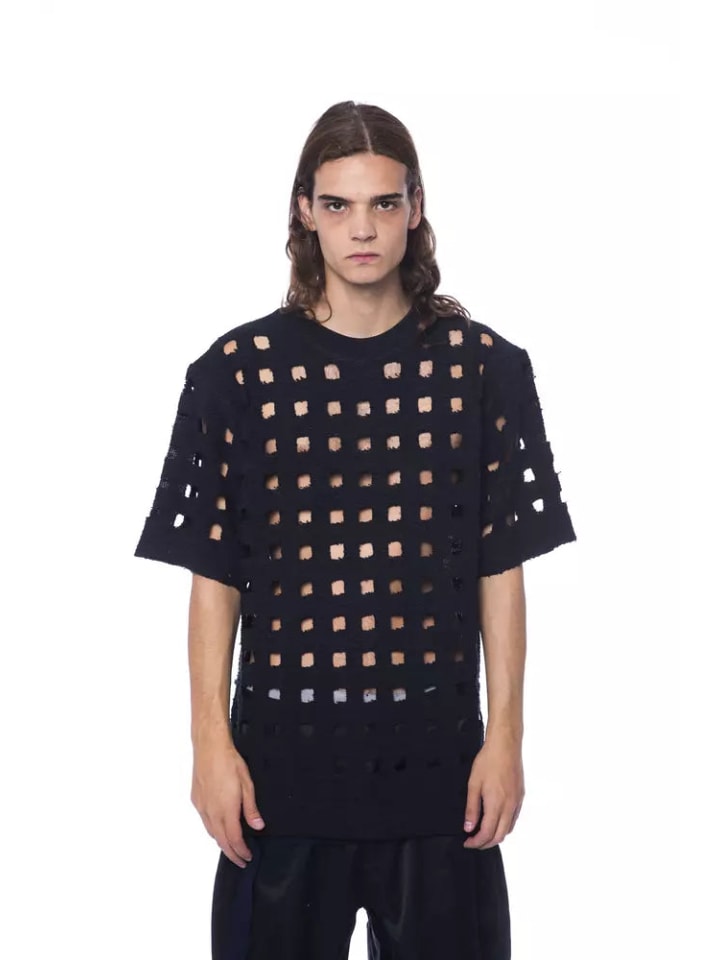 Schwarz Baumwolle Herren T-Shirt