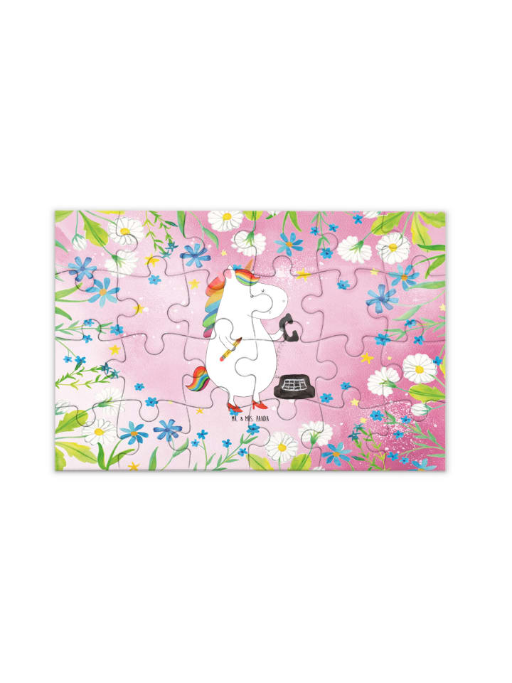 Puzzle Einhorn Sekretärin ohne Spruch in Rot Pastell