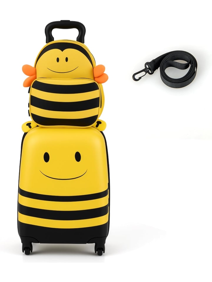 2tlg Kinderkoffer + Rucksack in Gelb
