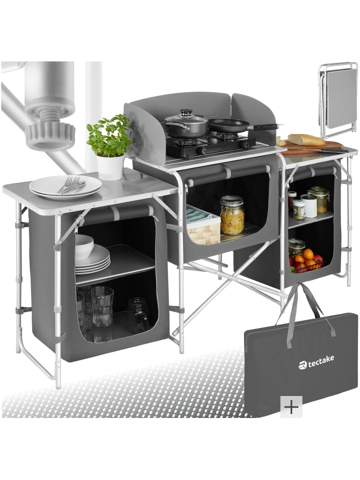 Campingküche XXL mit Aluminiumgestell und 5 Fächern