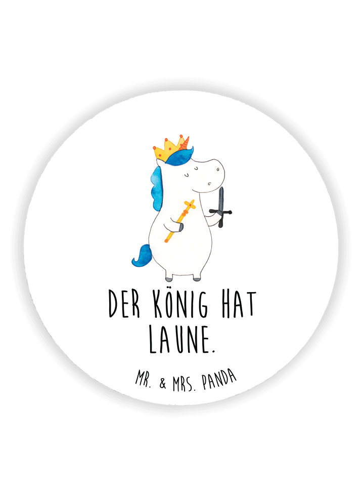 Magnet Einhorn König mit Schwert mit Spruch in Weiß