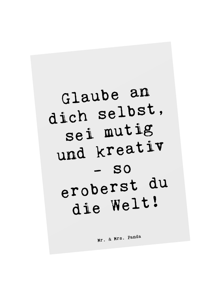 Postkarte Spruch Die Freude an der Kreativität ... in Weiß