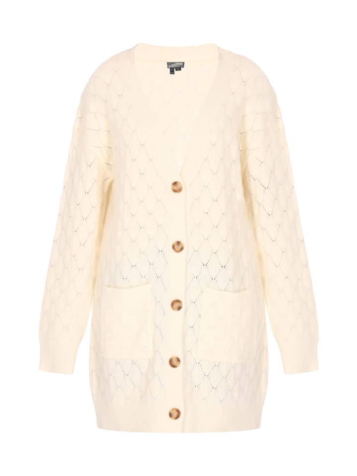 Damen Cardigan in Wollweiss Melange