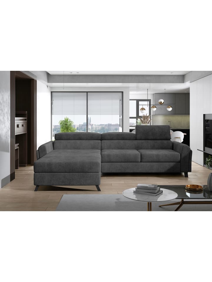 Mariam Recamiere Links in Anthrazit -  (L) 200 x (B) 288 x (H) 92 cm