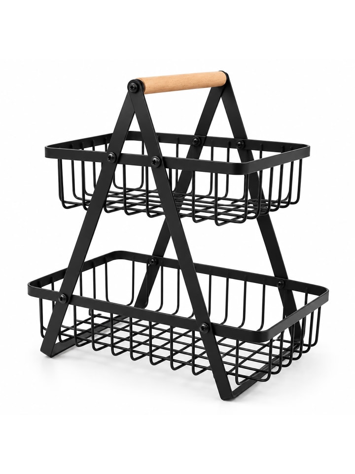 Obst Etagere in Schwarz - (B)27 (H)29 x (T)17 cm