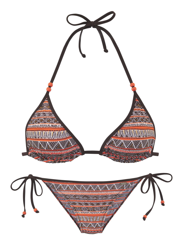 Triangel-Bikini in braun bedruckt