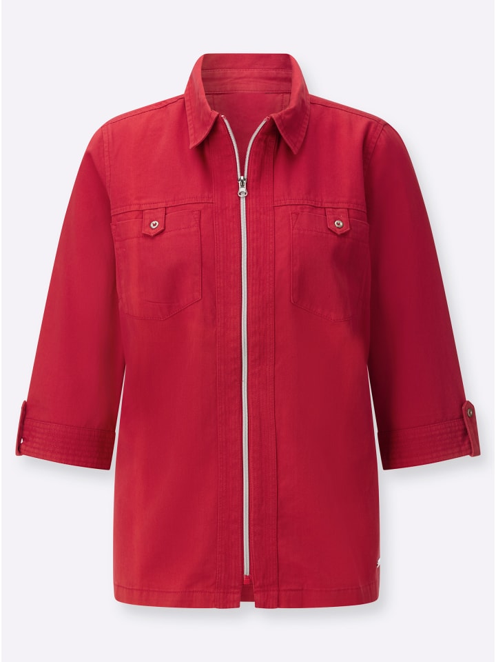 Jeansbluse in erdbeere