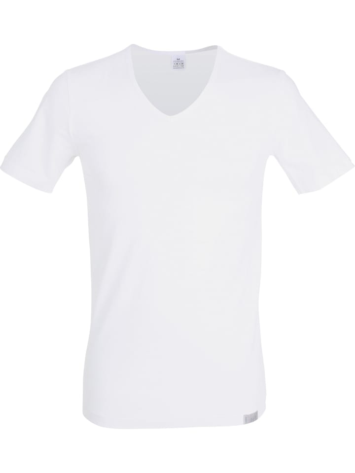 Baumwolle, Single-Jersey Unterhemd 1/2-Arm in weiß