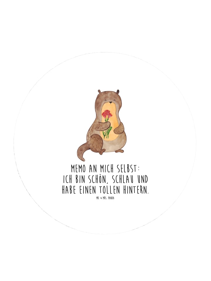 Magnet Otter Blumenstrauß mit Spruch in Weiß