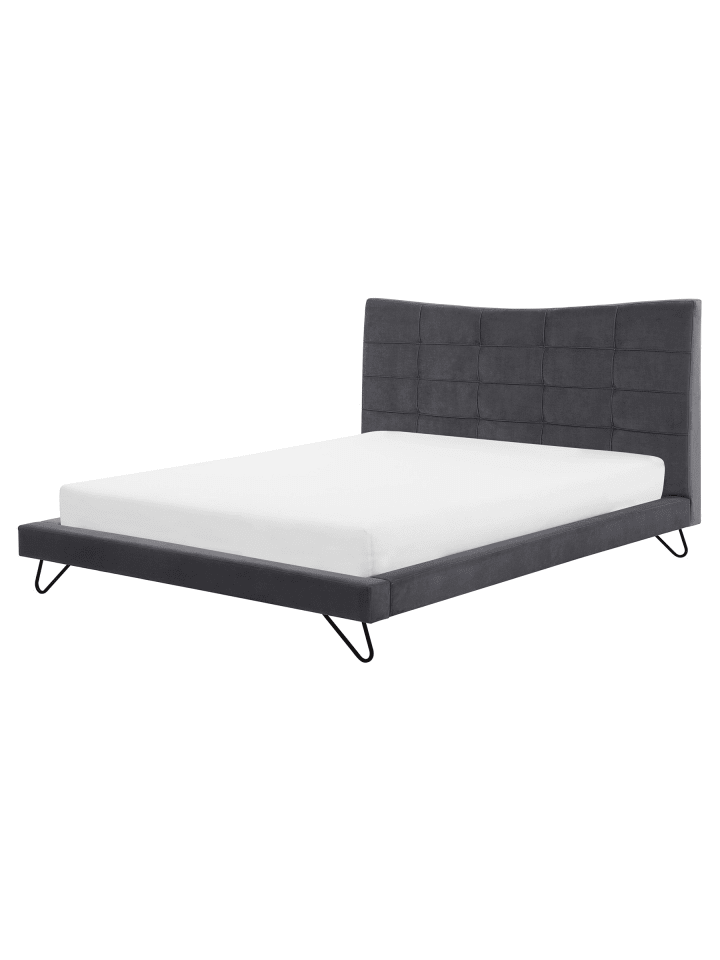 2-tlg Doppelbett LANNION in Grau/Schwarz