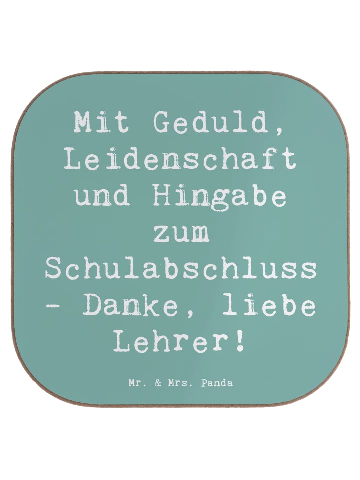 Untersetzer Tasse Spruch Danke Lehrer mit Spruch in Meeresbrise