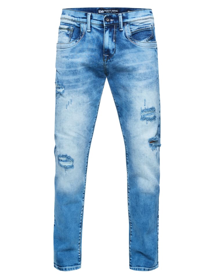 Jeans Hose "ODAR" Destroyed Regular Fit Stretch in Blue Used