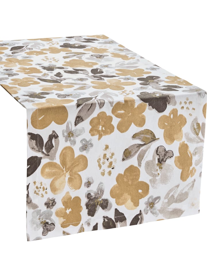 Baumwolle Tischläufer in beige-grau