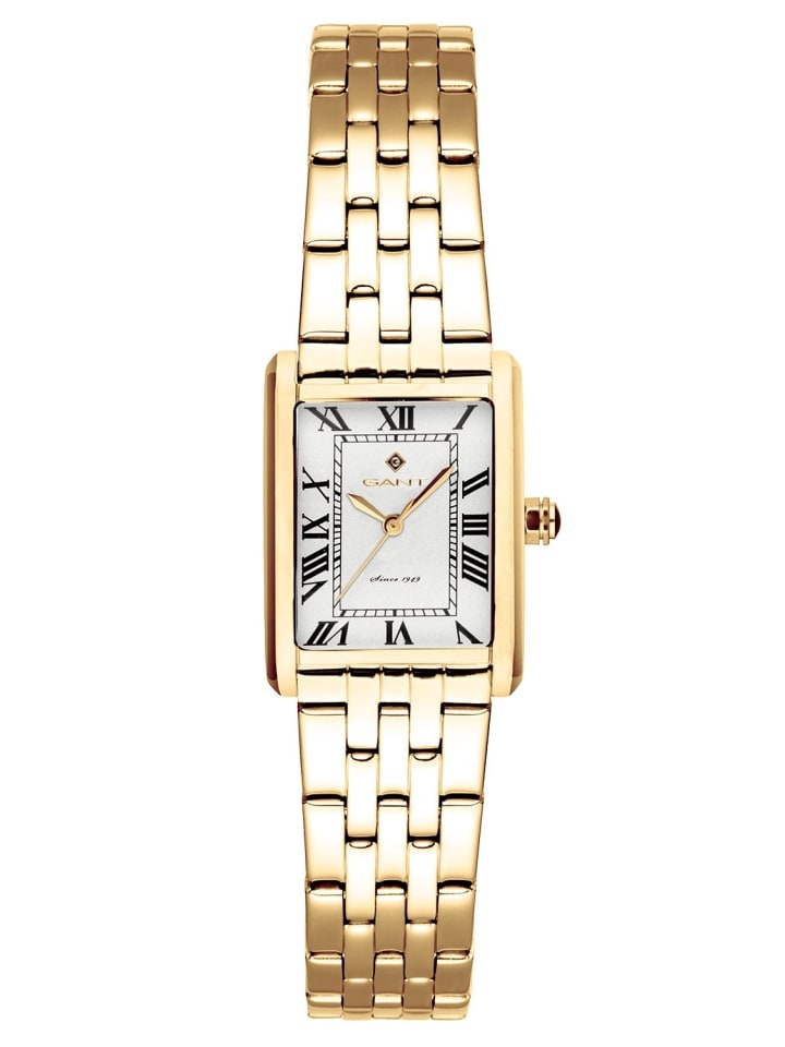 Damen-Armbanduhr Quarz Rechteckig Rhode Island Mini Goldfarben