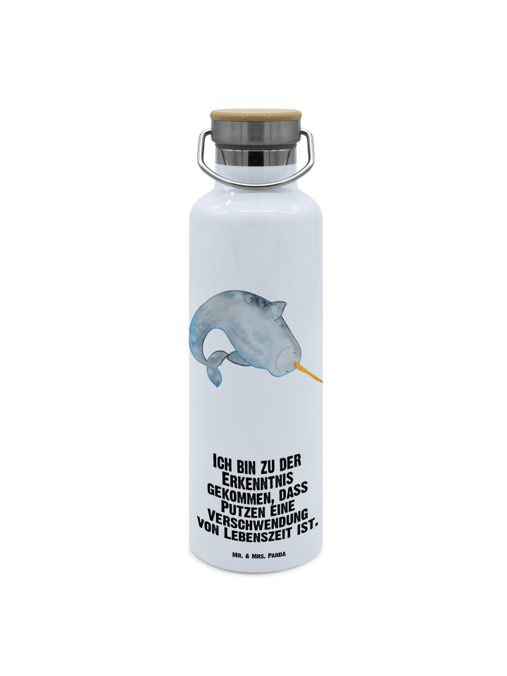 Trinkflasche Narwal mit Spruch in Weiß