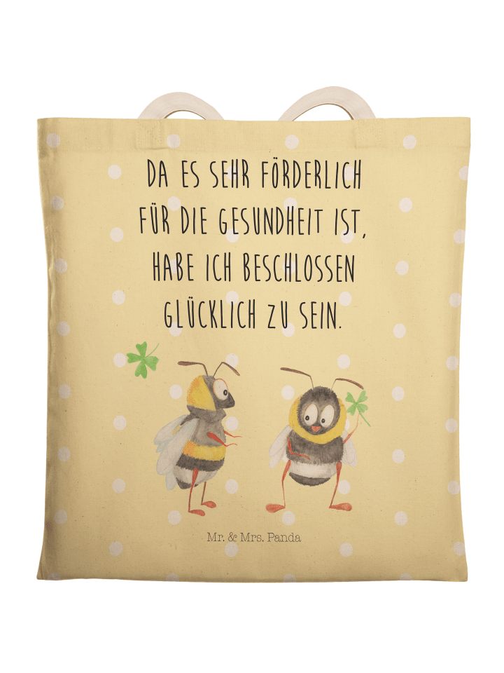 Shopping Bag Hummeln Kleeblatt mit Spruch in Gelb Pastell
