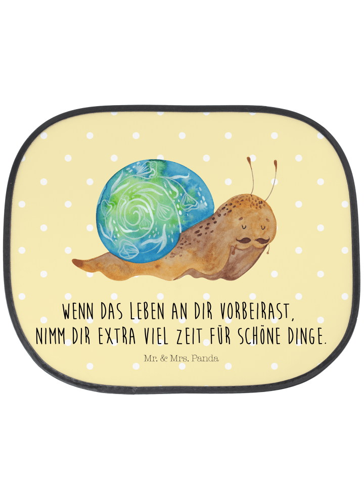 Sonnenschutz für Auto Schnecke Sir mit Spruch in Gelb Pastell