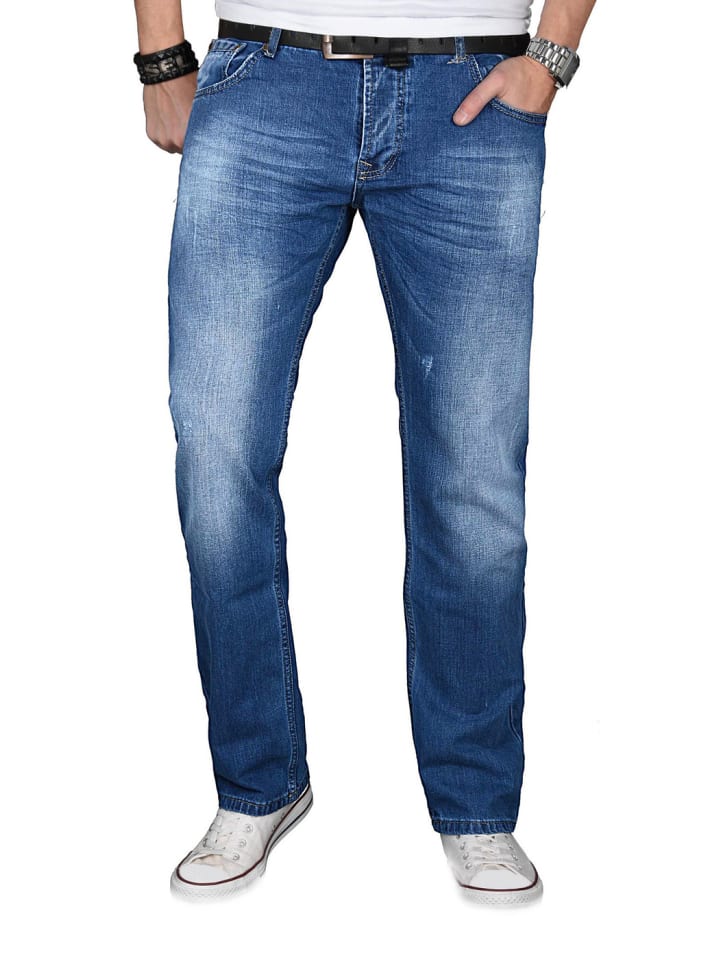 Jeans A. Salvarini Herren Jeans Blau Multi AS060-AS065 in Mittelblau