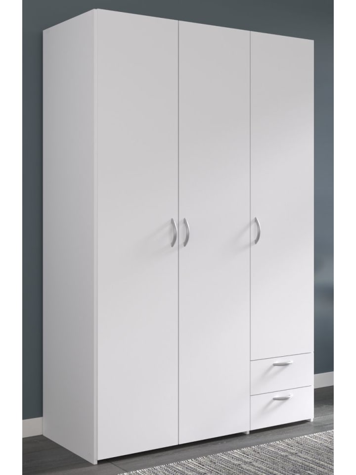 Kleiderschrank weiß 120 cm 3-türig, Drehtürenschrank