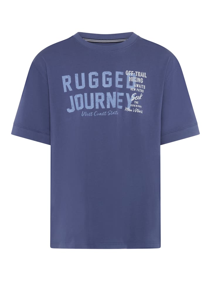 Rundhalsshirt in jeansblau