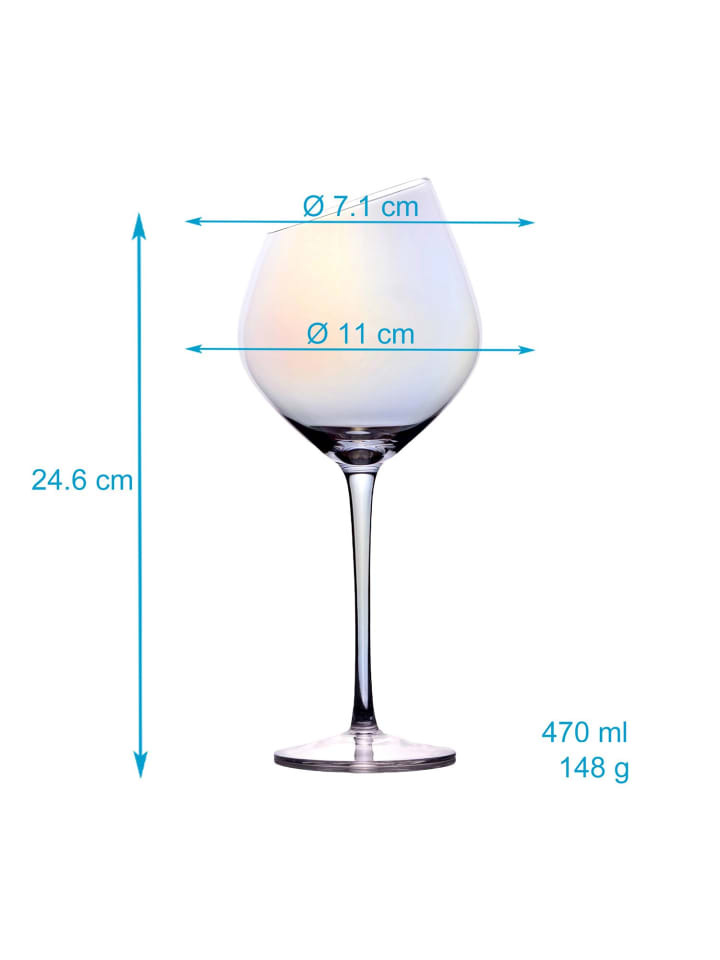 Wein Glas Set 470 ml Rotwein Weißwein Gläser in 6x Regenbogen Schimmer