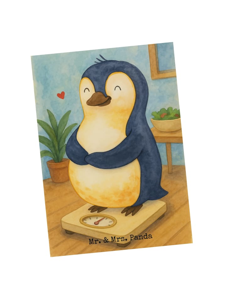 Ansichtskarte Pinguin Diät Design ohne Spruch in Weiß